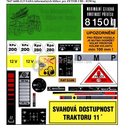 Sada Nálepiek(ZS) informačných štítkov URI - 8150 kg, zelená - 7047 6600 11.9