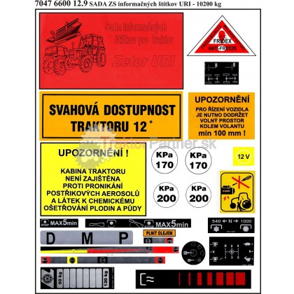 Sada nálepiek(ZS) -  informačných štítkov URI -10200kg - 7047 6600 12.9